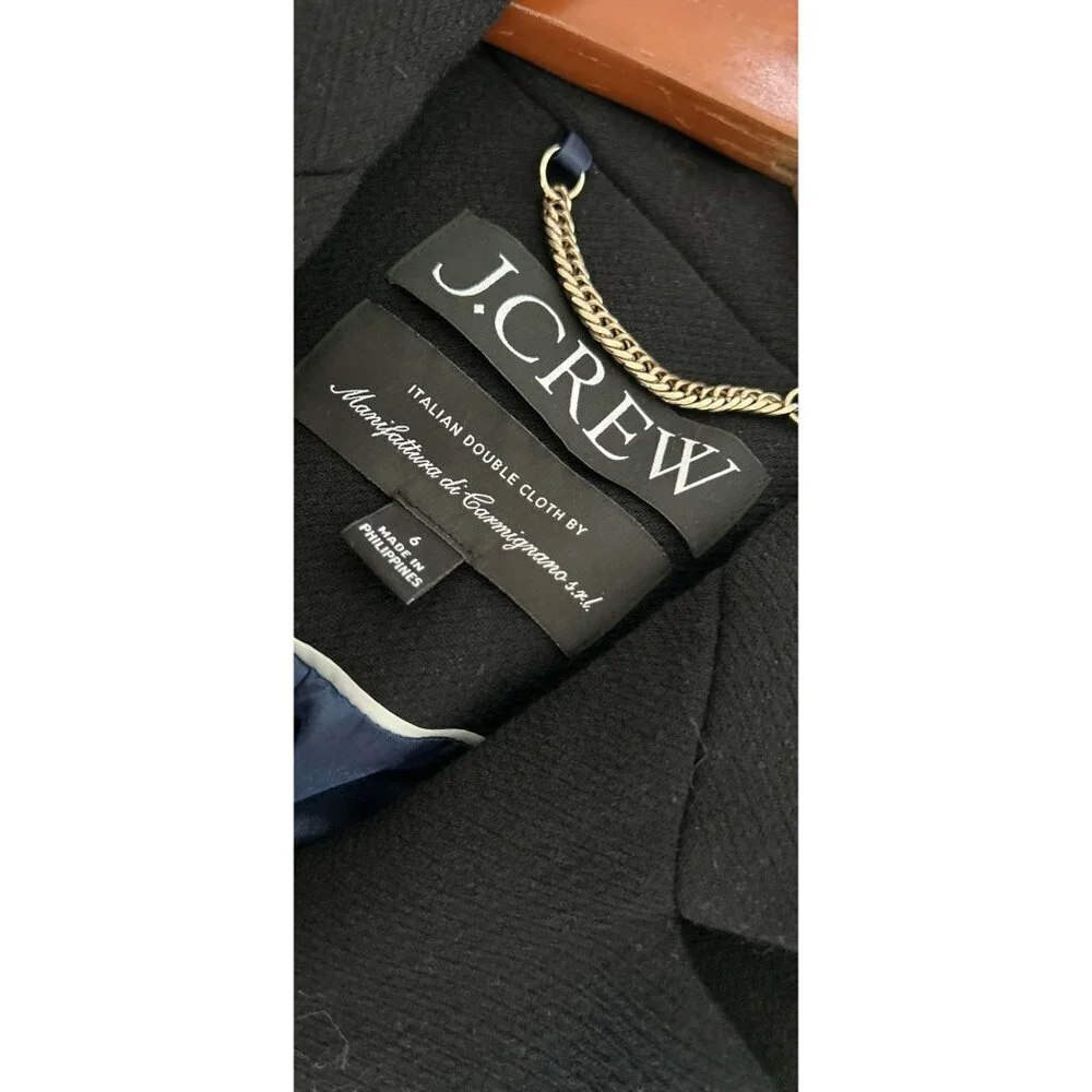 J. CREW Black Coat JACKET Italian Double Cloth Outdoor Wool Size 6 - Picture 9 of 11